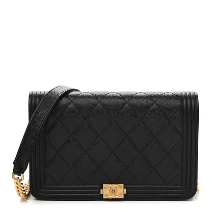 Chanel Caviar Quilted Boy Wallet On Chain WOC Black 1 of 12