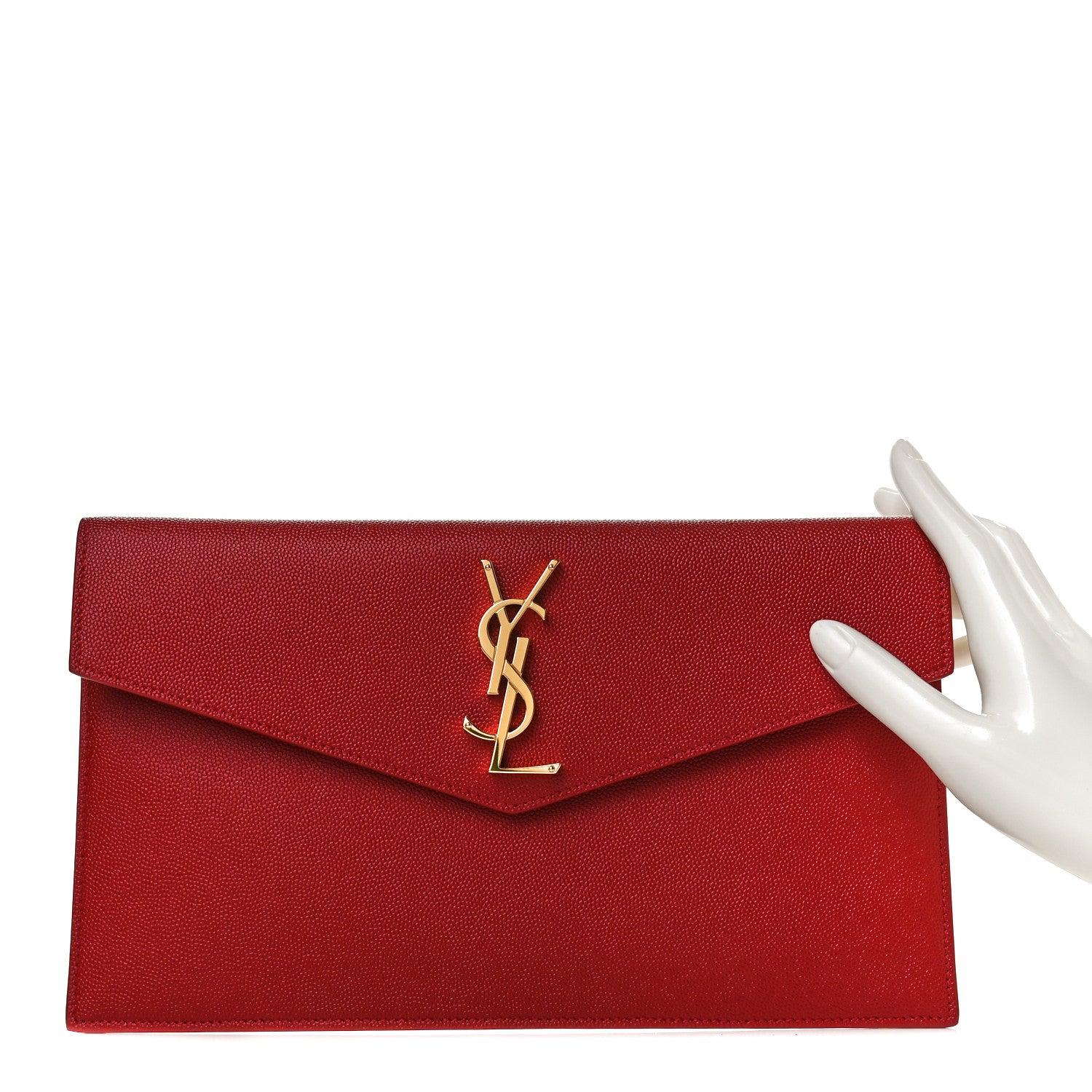 Saint Laurent Grain De Poudre Uptown Pouch Red 2 of 7
