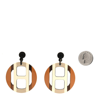Hermes Lacquered Horn H Equipe Earrings Sable 2 of 5