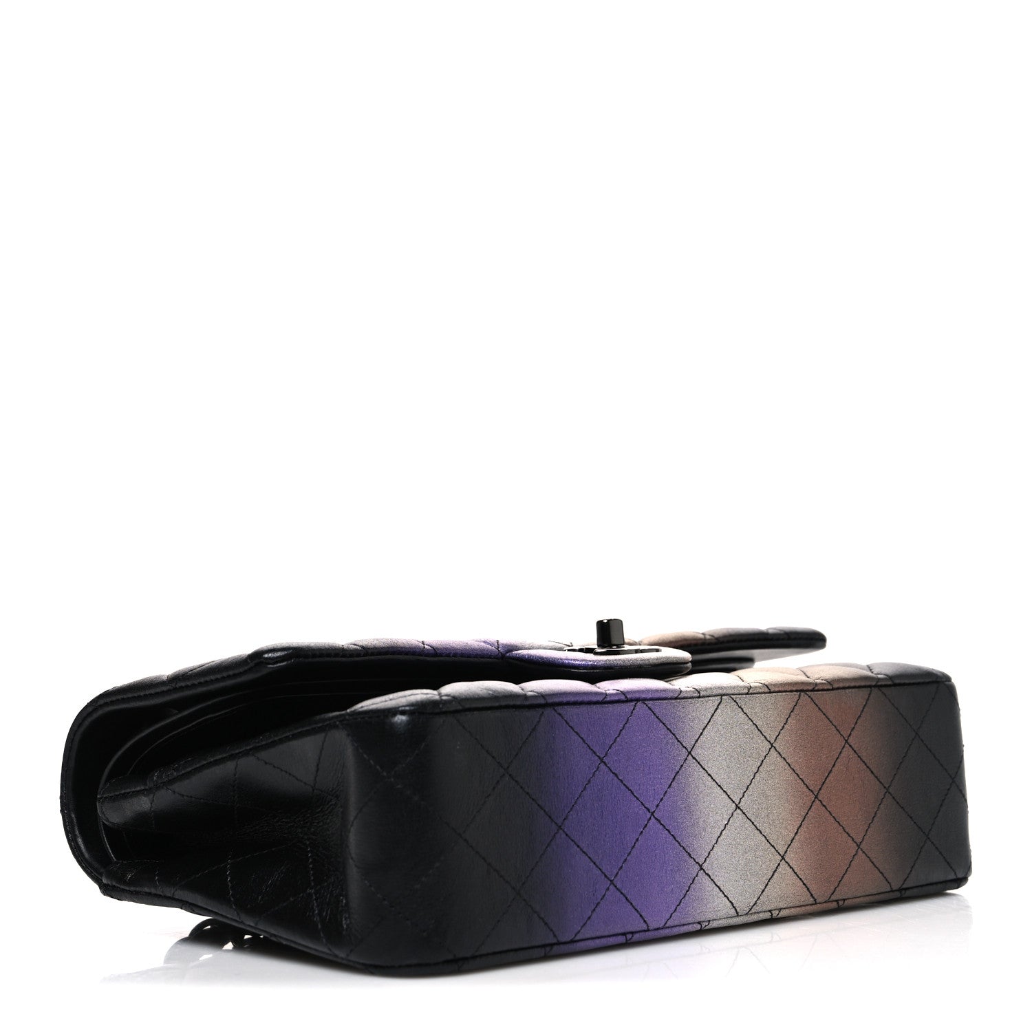 Chanel Metallic Calfskin Quilted Ombre Medium Double Flap Black 4 of 10