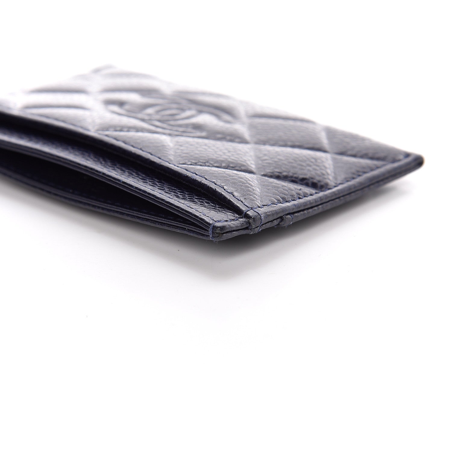 Chanel Caviar Quilted Diamond CC Card Holder Dark Navy 10 of 13