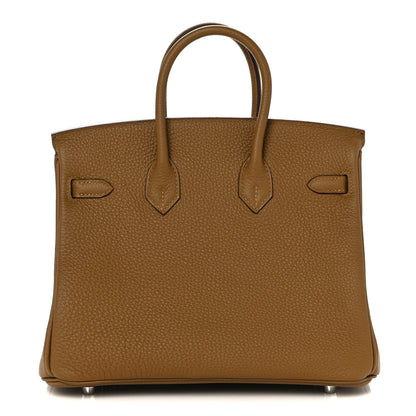 Hermes Togo Verso Birkin 25 Bronze Dore Bleu Brume 3 of 34