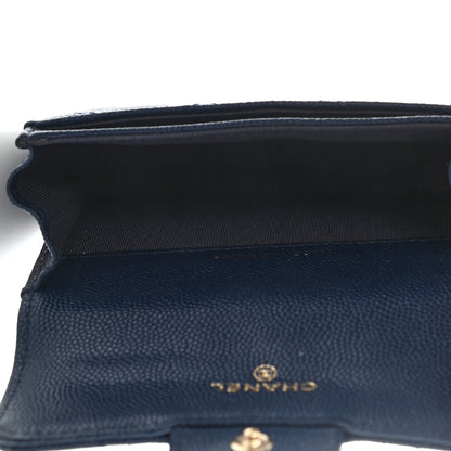 Chanel Caviar Quilted Flap Card Holder Navy Blue 5 of 12