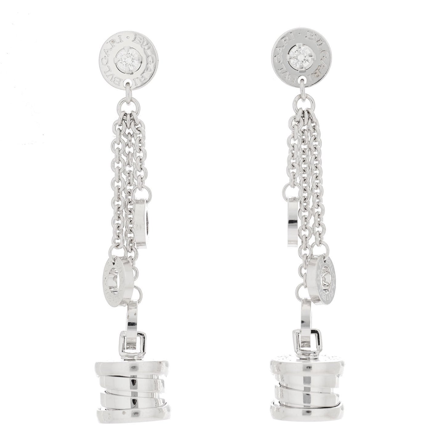 18K White Gold Diamond B.Zero1 Drop Earrings