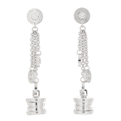Bulgari 18K White Gold Diamond B.Zero1 Drop Earrings 1 of 6