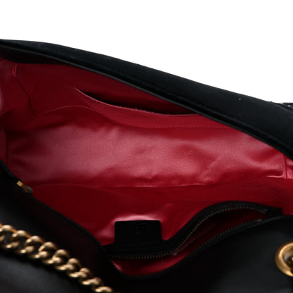 Gucci Velvet Matelasse Loved Embroidered Medium GG Marmont Shoulder Bag Black 5 of 16