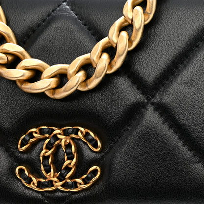 Chanel Lambskin Quilted Chanel 19 Wallet On Chain WOC Black 15 of 15