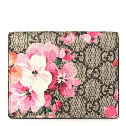 Gucci GG Supreme Monogram Blooms Card Case Beige Multicolor Dry Rose 1 of 7