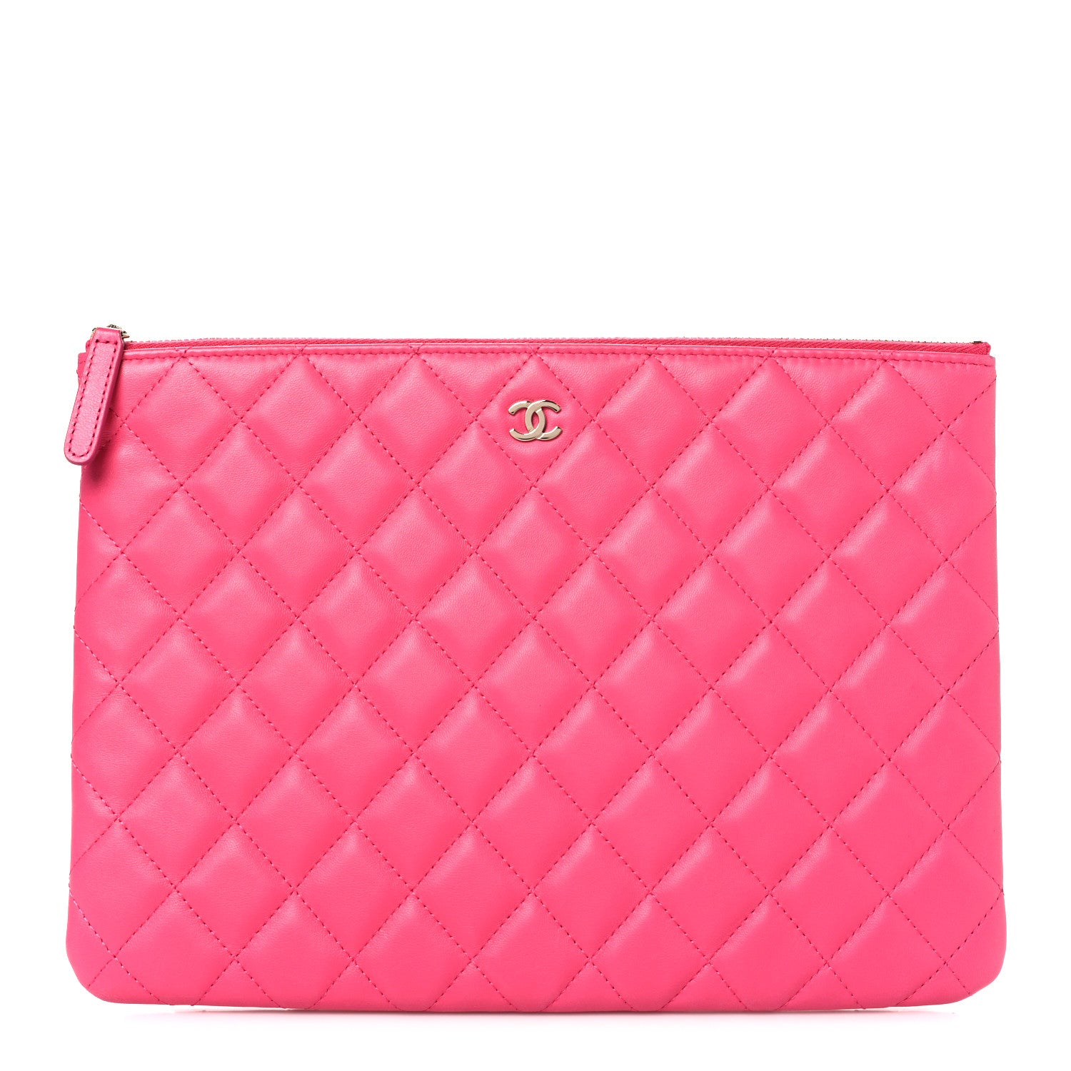 Chanel Lambskin Quilted Medium Cosmetic Case Dark Pink 1 of 7