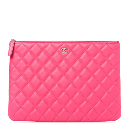 Chanel Lambskin Quilted Medium Cosmetic Case Dark Pink 1 of 7