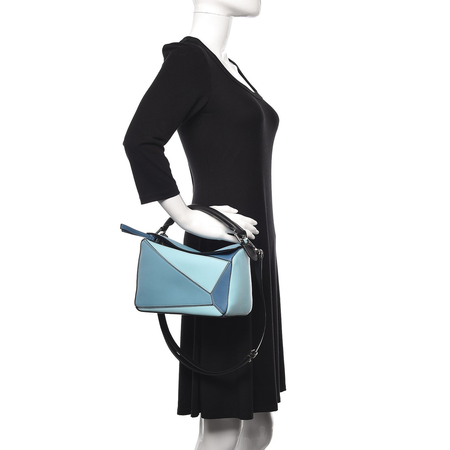 Calfskin Small Puzzle Bag Light Blue Aqua
