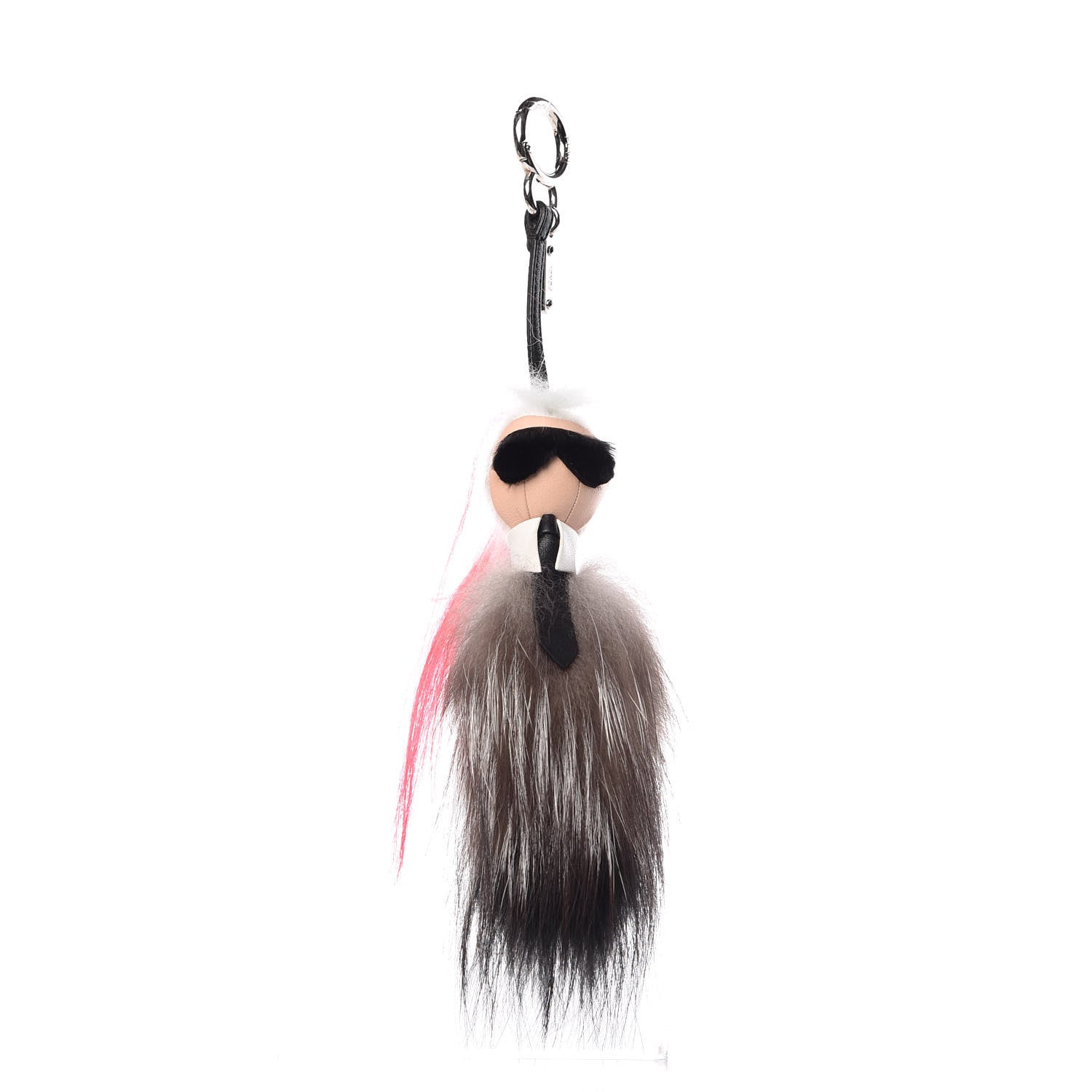 Fendi Mink Fox Goat Fur Mini Karlito Bag Charm Pink 1 of 3