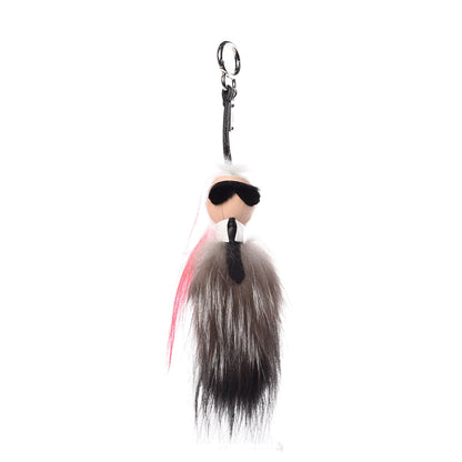 Fendi Mink Fox Goat Fur Mini Karlito Bag Charm Pink 1 of 3