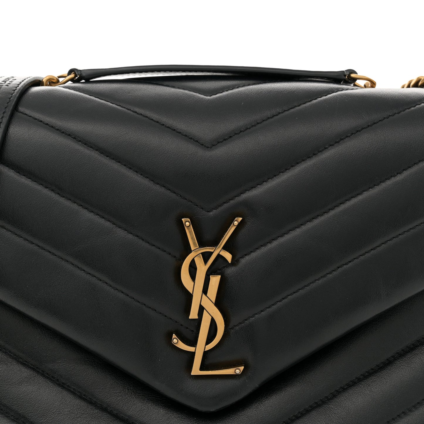 Calfskin Y Quilted Monogram Medium Loulou Chain Satchel Black
