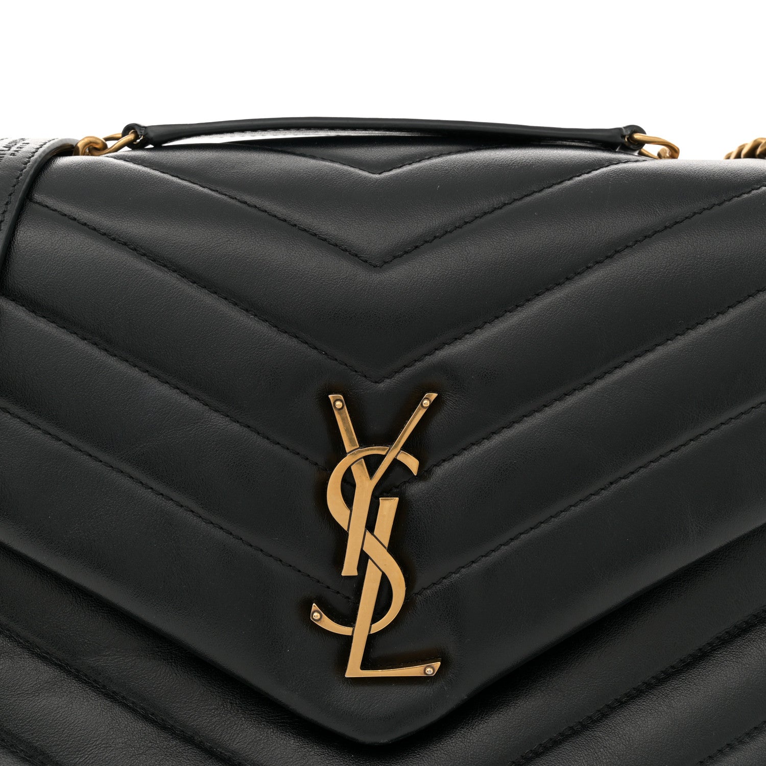 Saint Laurent Calfskin Y Quilted Monogram Medium Loulou Chain Satchel Black 8 of 13