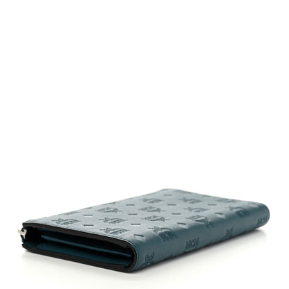 MCM Calfskin Ottomar Monogram Large Aren Zip Wallet Deep Teal 4 of 6