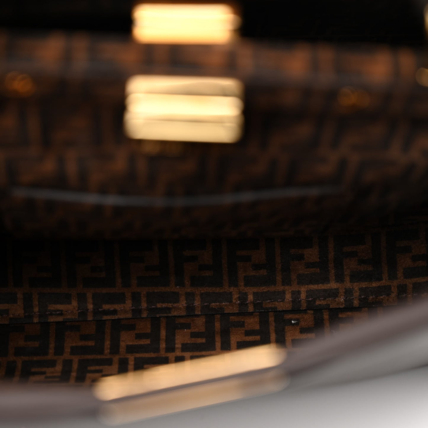Vitello Seta Suede FF Mini Peekaboo Iconic Satchel Chocolate Sigaro Marrone