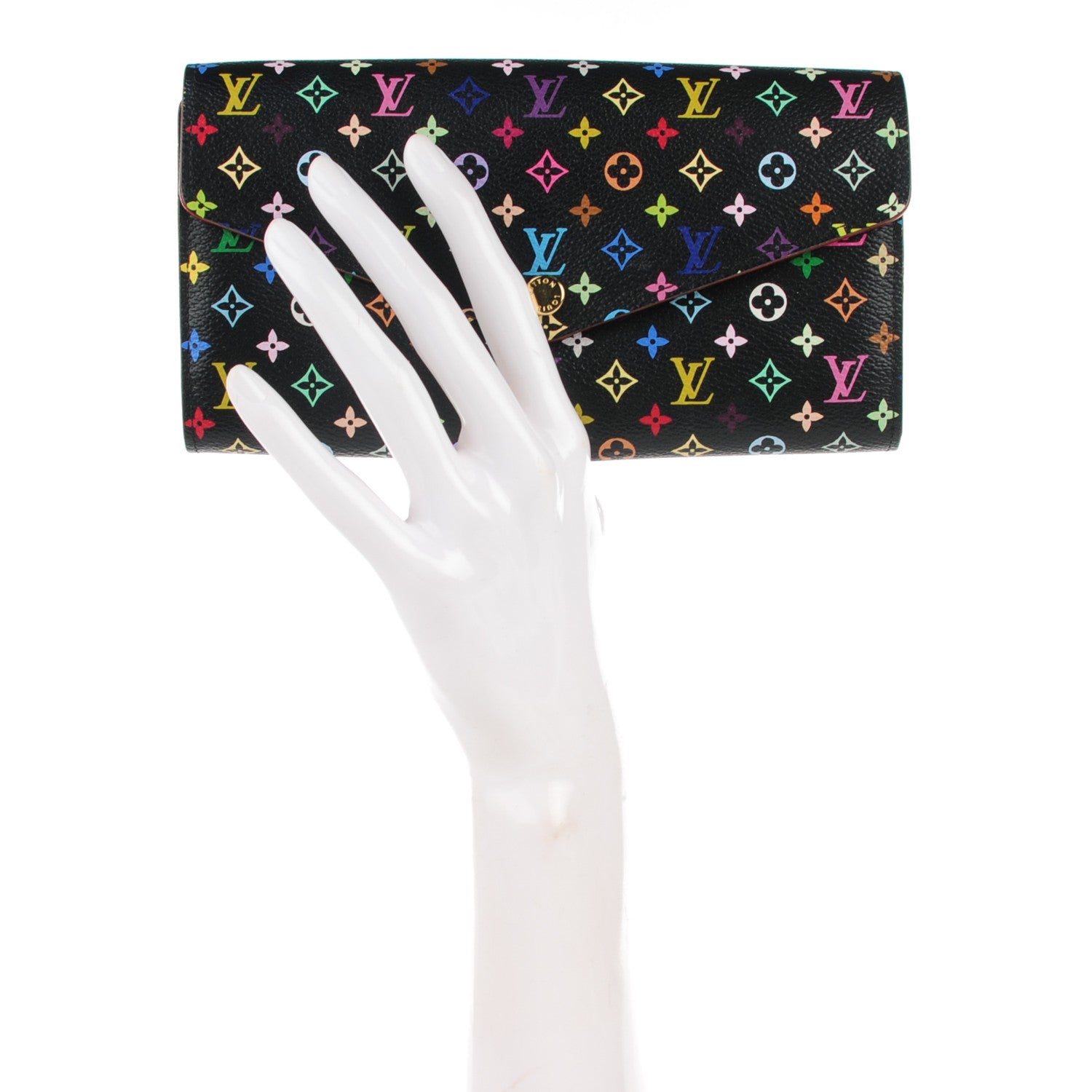 Louis Vuitton Monogram Multicolor Sarah Wallet NM Black Grenade 2 of 7