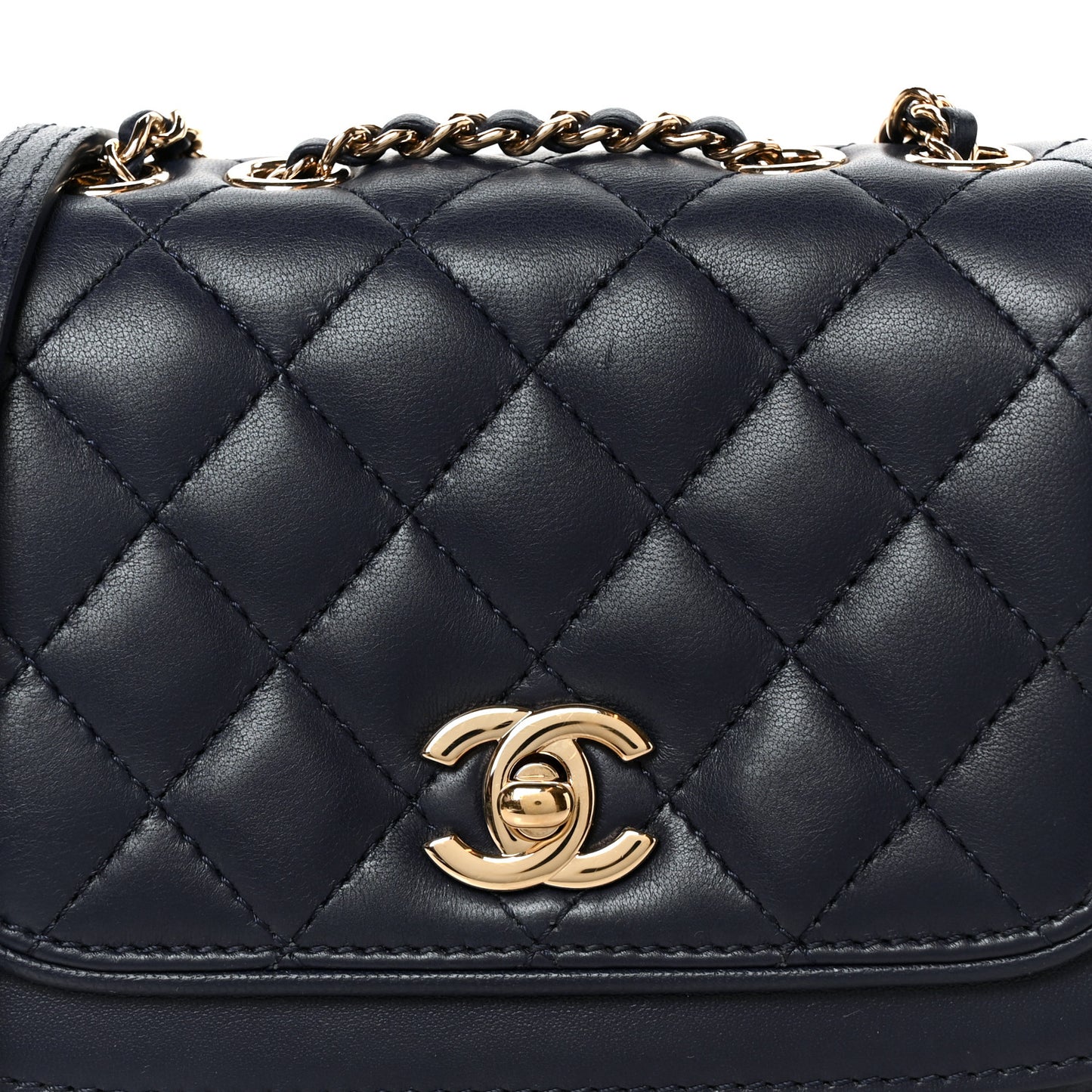 Lambskin Quilted Small Lovely Day Flap Dark Blue