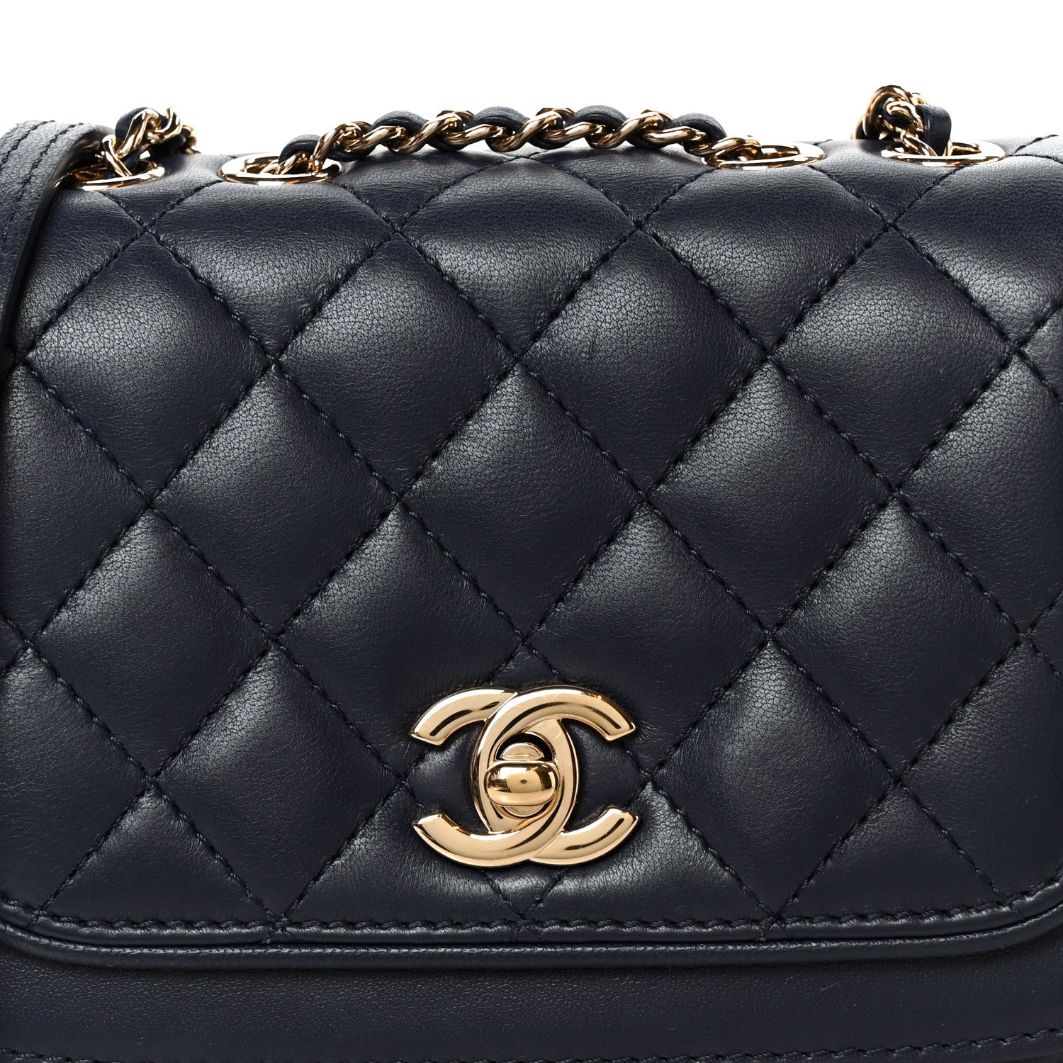 Chanel Lambskin Quilted Small Lovely Day Flap Dark Blue 9 of 11