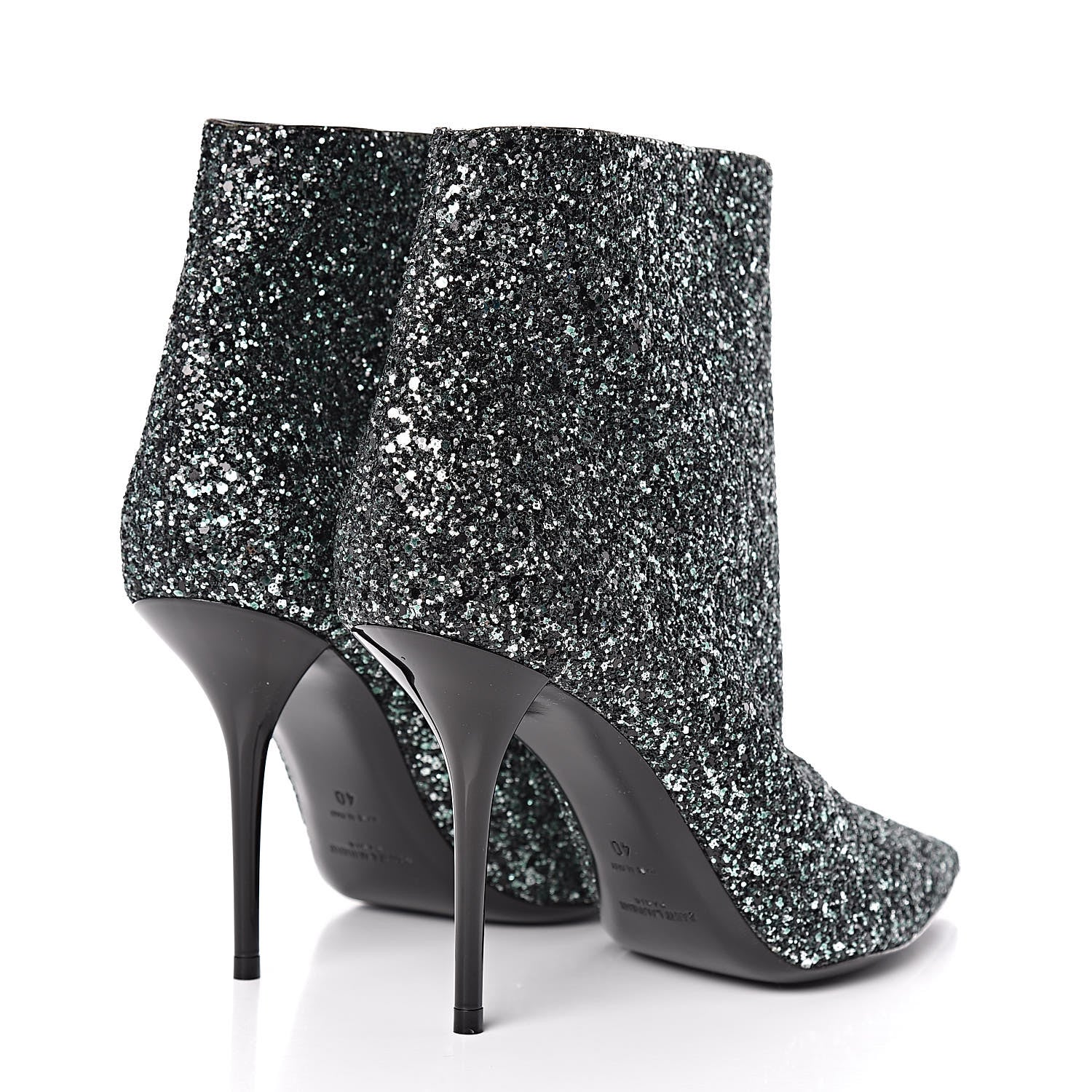 Saint Laurent Glitter Pierre 95 Ankle Boots 40 Green 4 of 8