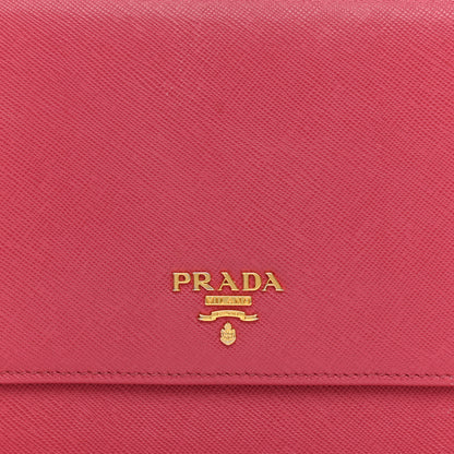 Prada Saffiano Metal Mini Crossbody Wallet Peonia 8 of 11