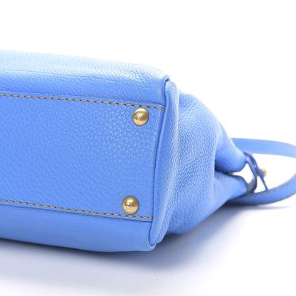Fendi Cuoio Romano Raffia Selleria Medium Peekaboo Iconic Satchel Blue 11 of 13
