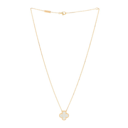 Van Cleef & Arpels 18K Yellow Gold Mother of Pearl Vintage Alhambra Pendant Necklace 2 of 3