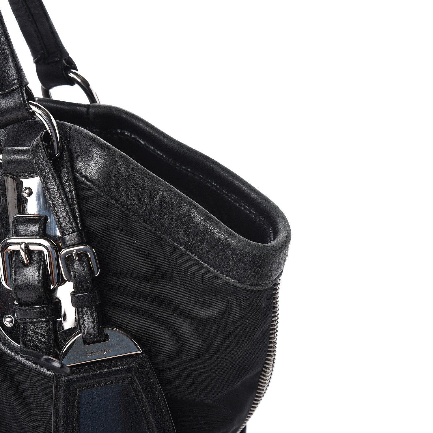 Prada Tessuto Nylon Zip Around Shoulder Bag Black 9 of 11