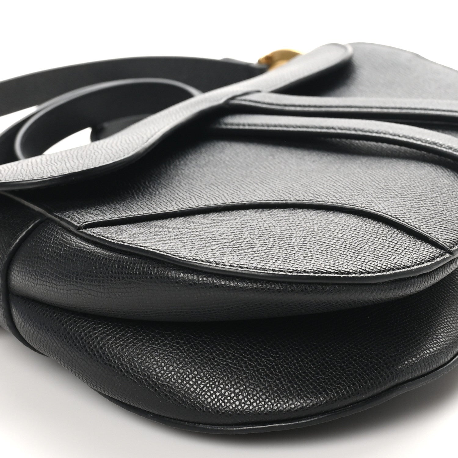 Christian Dior Grained Calfskin Saddle Bag With Strap Black 9 of 10
