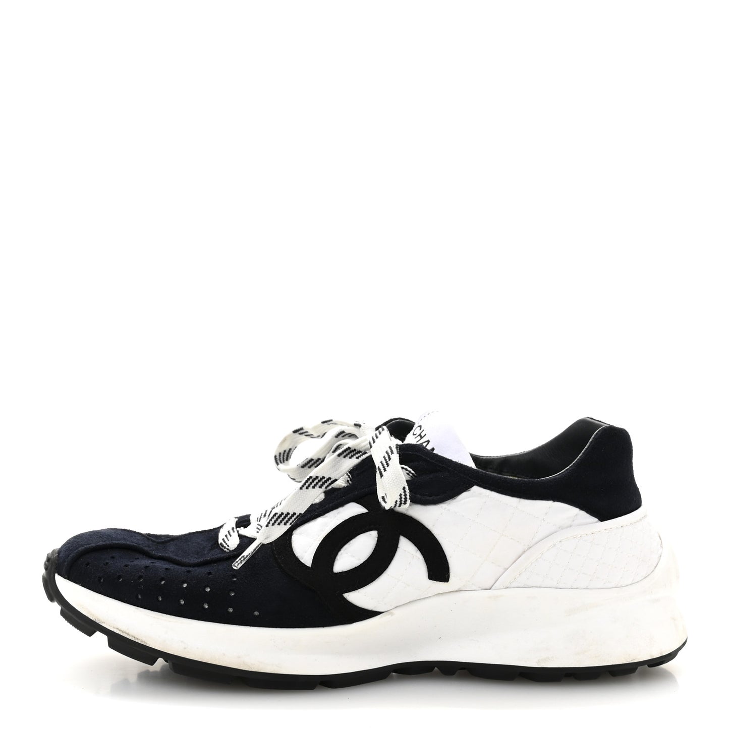 Fabric Suede Kidskin CC Sneakers 37.5 Dark Navy White