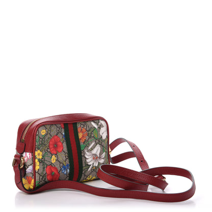 Gucci GG Supreme Monogram Flora Web Mini Ophidia Shoulder Bag Red 3 of 10