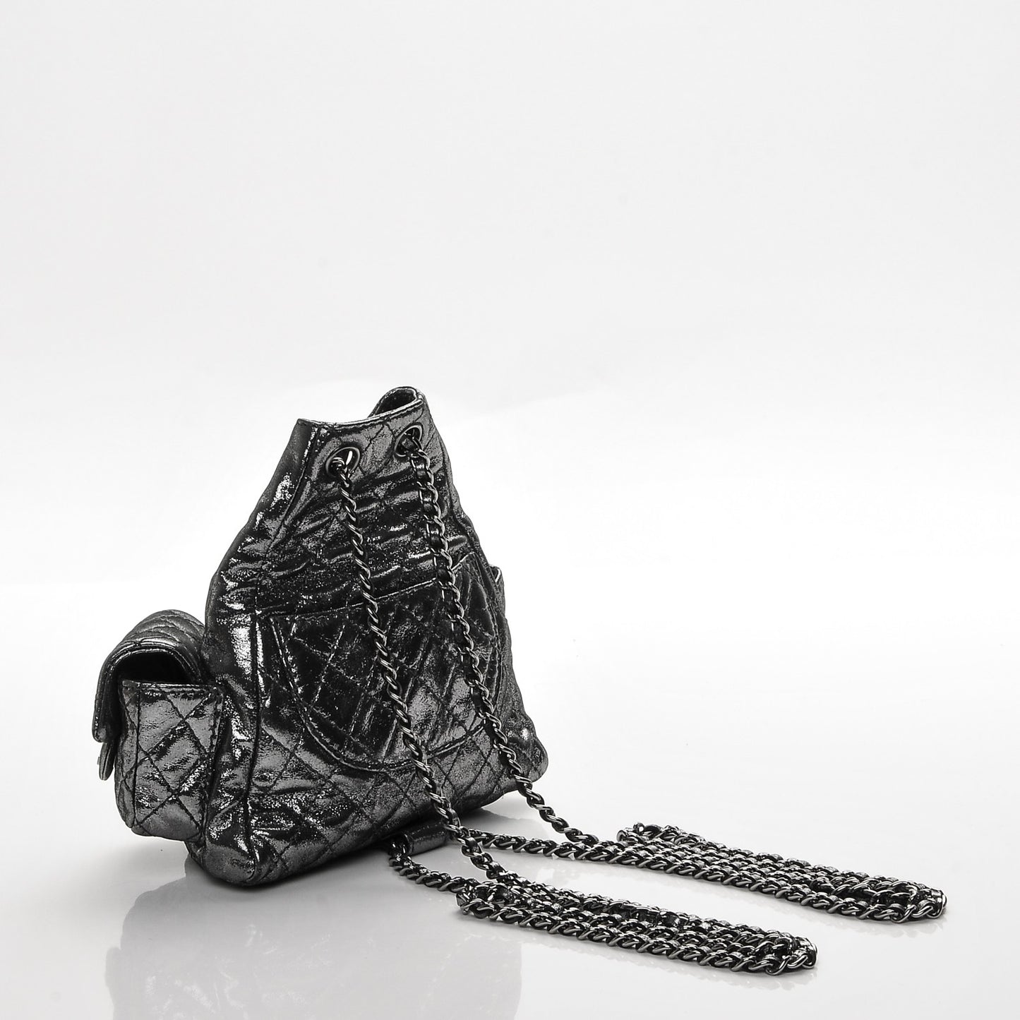 Iridescent Calfskin Mini Backpack Is Back Silver