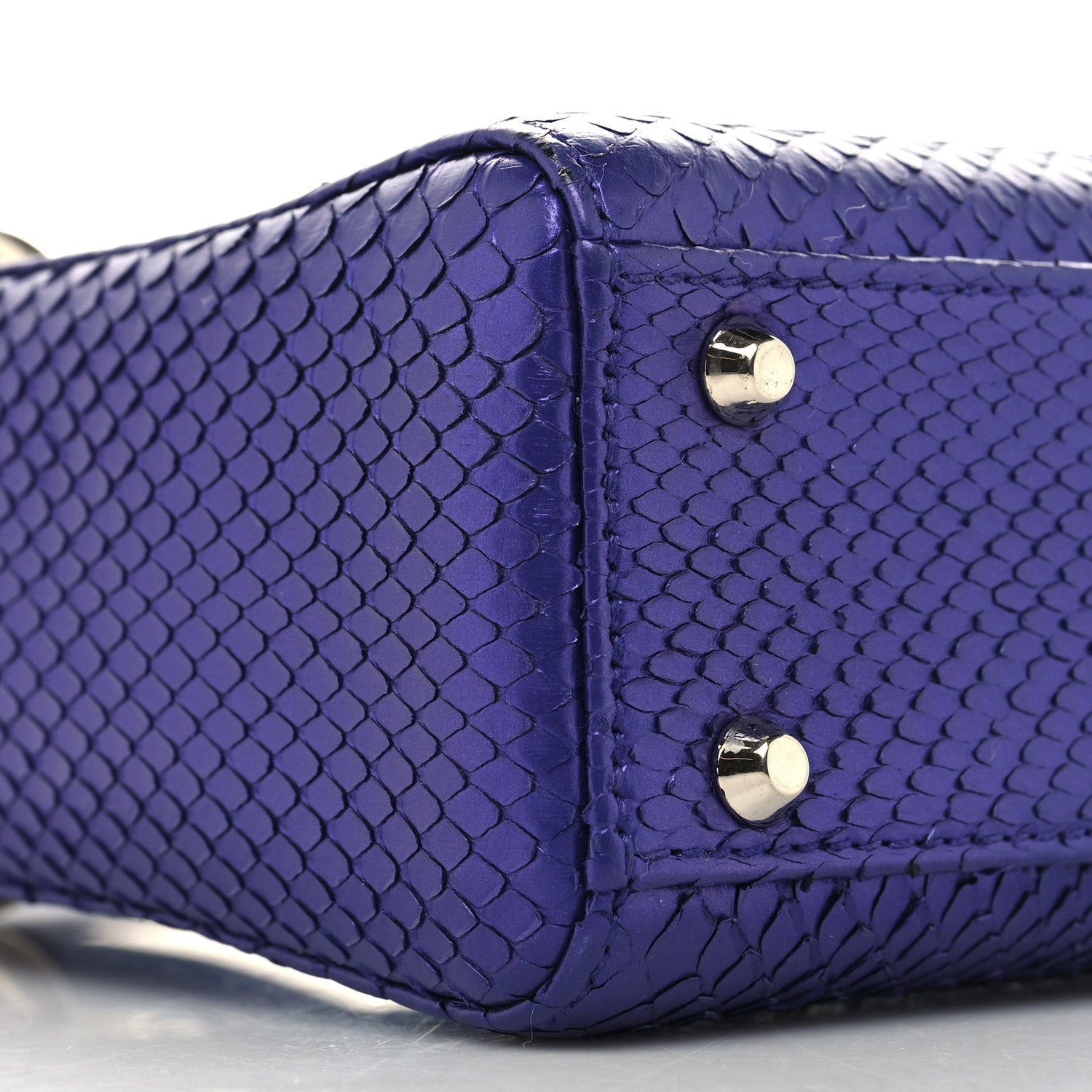 Christian Dior Metallic Snakeskin Mini Lady Dior Purple 9 of 13
