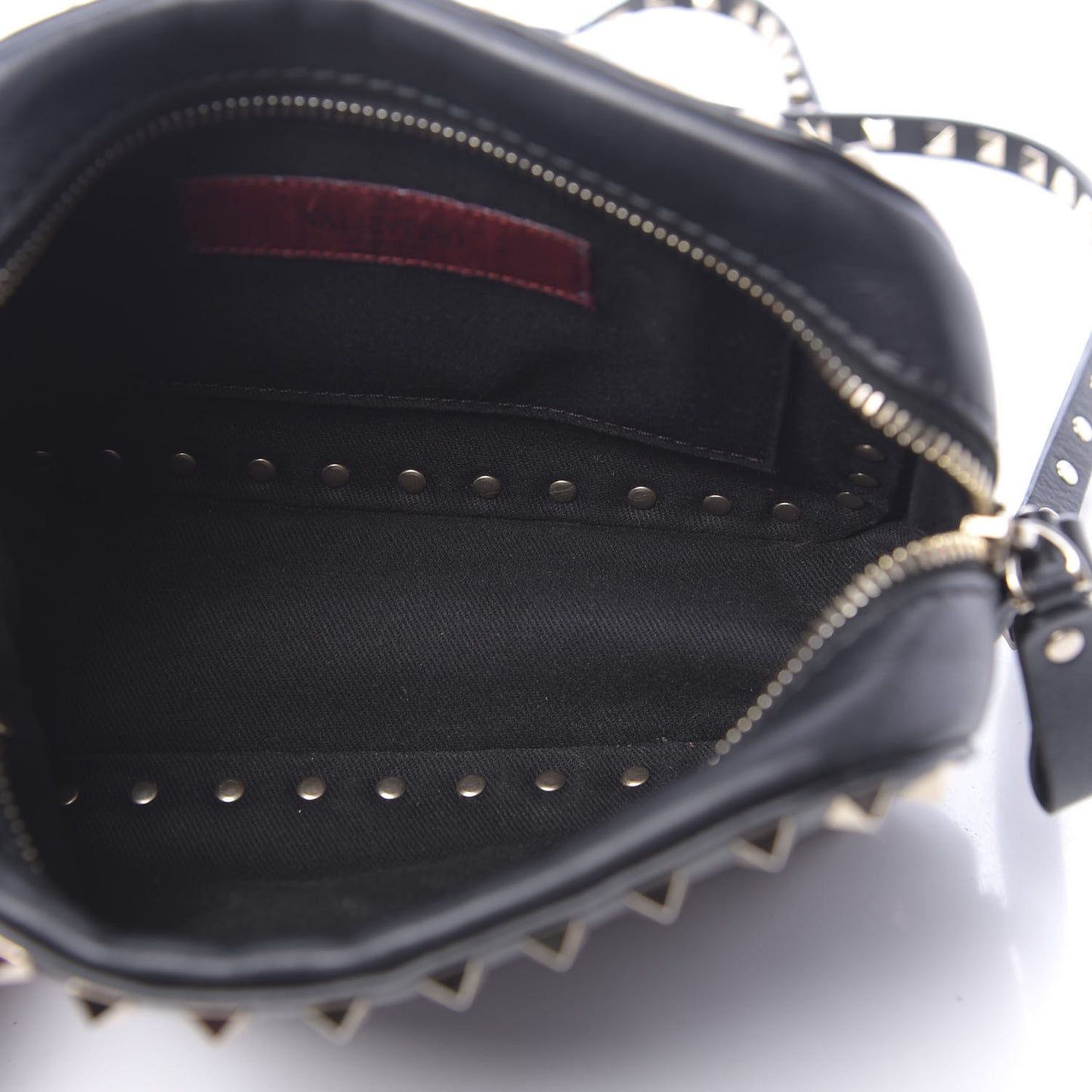 Calfskin Rockstud Camera Crossbody Bag Black