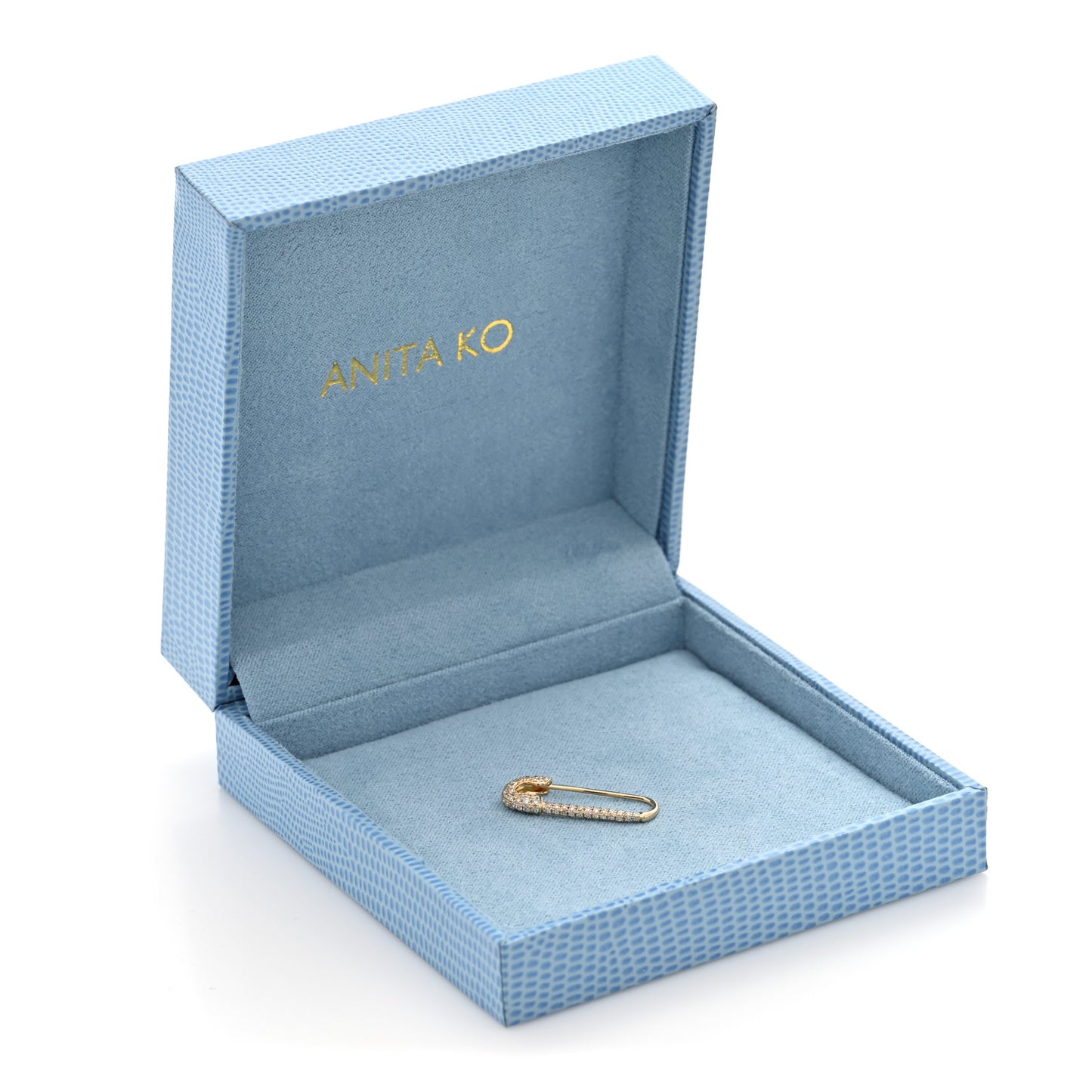 18K Yellow Gold Diamond Safety Pin Earring