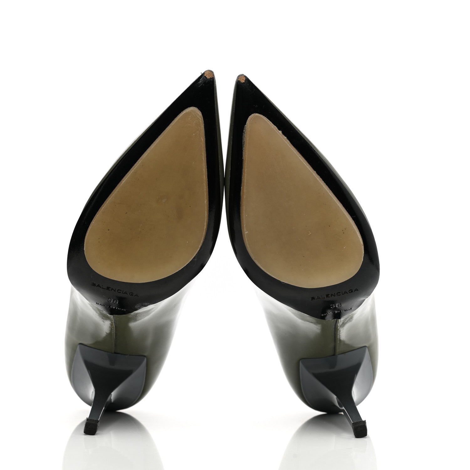 Balenciaga Patent Pointed Toe Pumps 38 Grey 5 of 11