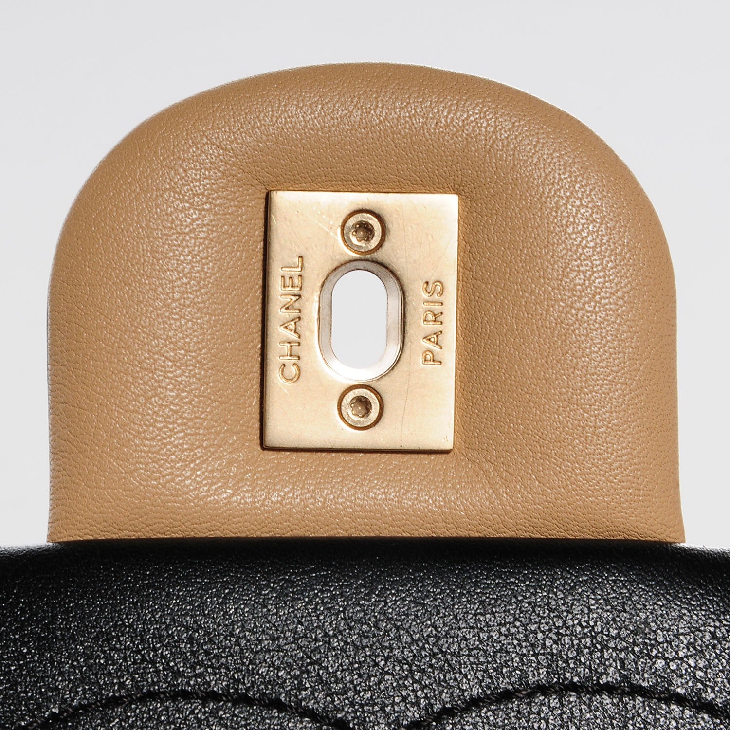 Chanel Calfskin Quilted Medium Graphic Flap Beige Black 6 of 10