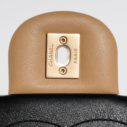 Chanel Calfskin Quilted Medium Graphic Flap Beige Black 6 of 10