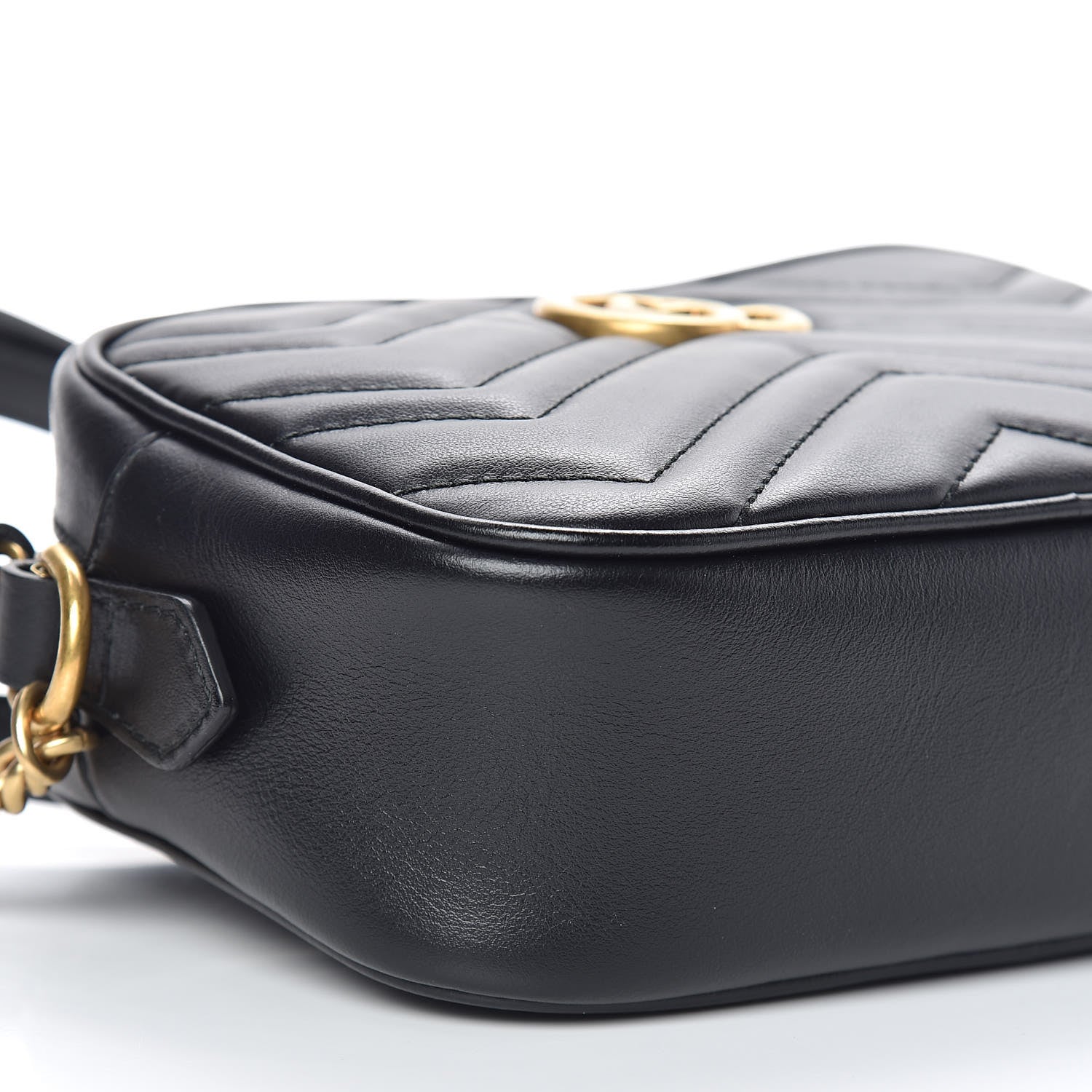Gucci Calfskin Matelasse Mini GG Marmont Chain Shoulder Bag Black 6 of 10