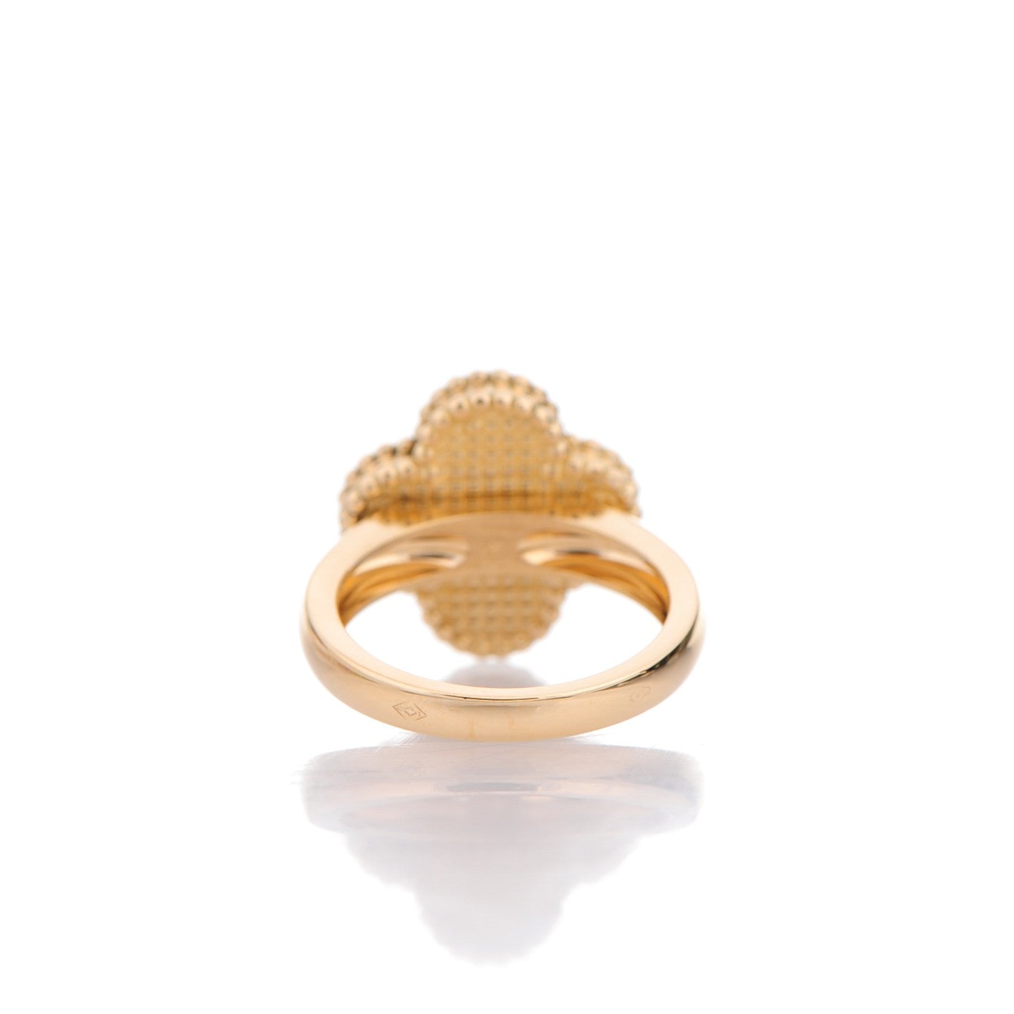 Van Cleef & Arpels 18K Yellow Gold Diamond Mother of Pearl Vintage Alhambra Ring 49 5 4 of 6
