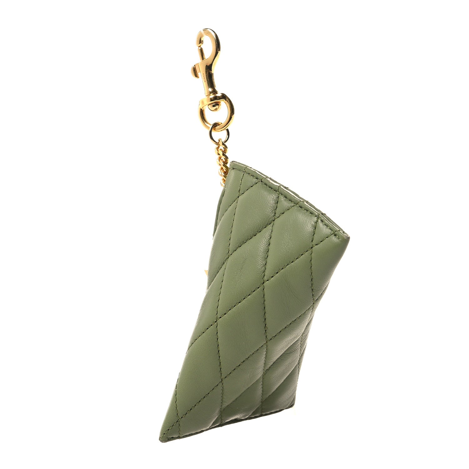 Saint Laurent Quilted Lambskin Berlingo Bag Charm Green 3 of 8