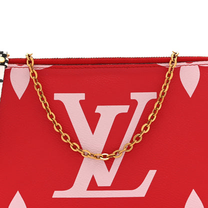 Louis Vuitton Monogram Giant Double Zip Pochette Rouge 9 of 11