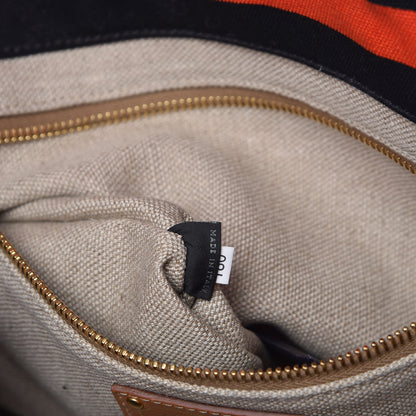 Prada Canapa Striped Tote Arancio 7 of 9
