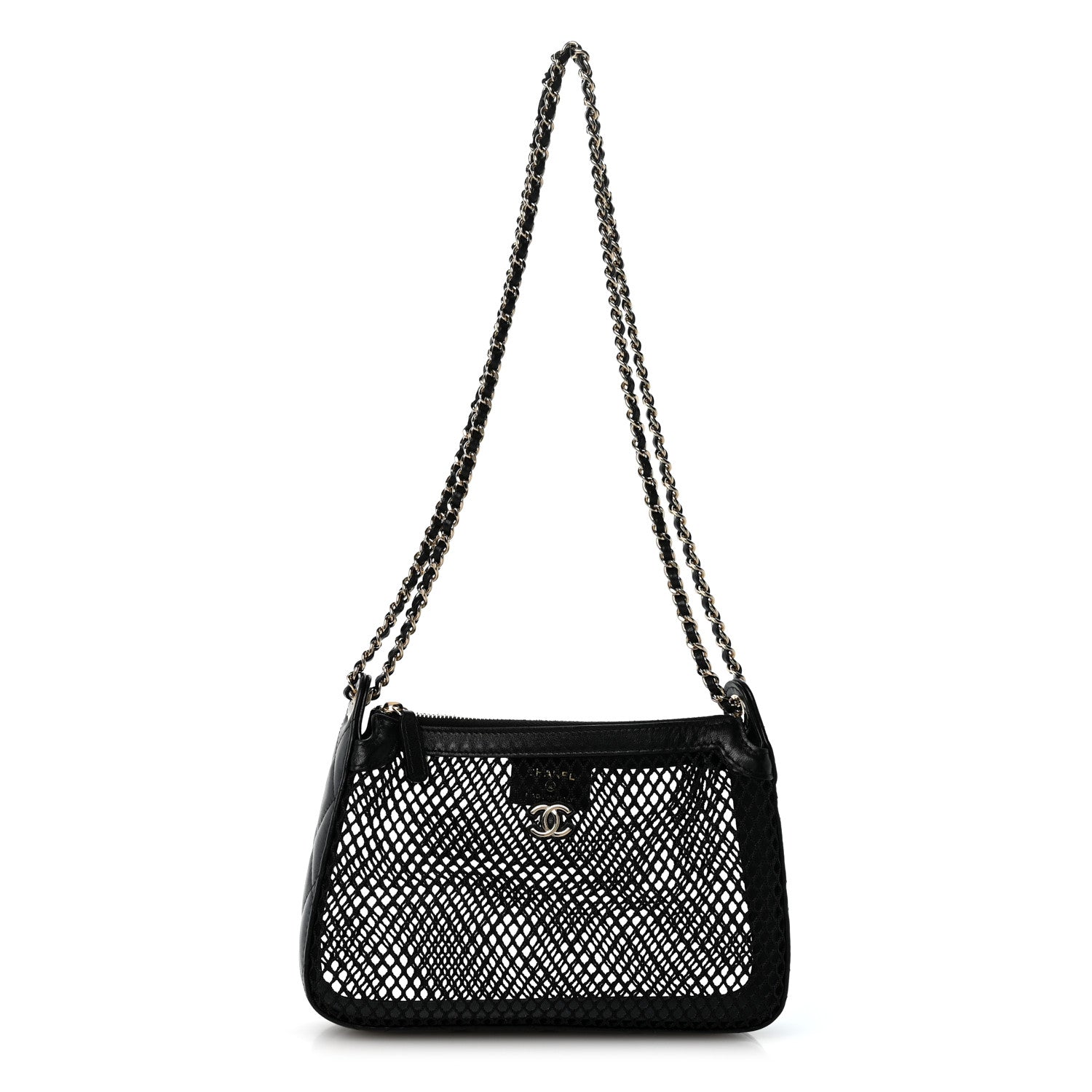 Chanel Mesh Shiny Lambskin Clutch With Chain Black 1 of 11