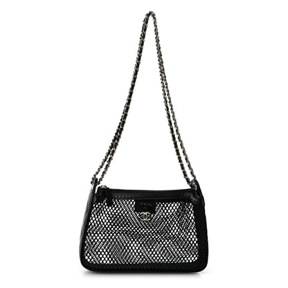 Chanel Mesh Shiny Lambskin Clutch With Chain Black 1 of 11
