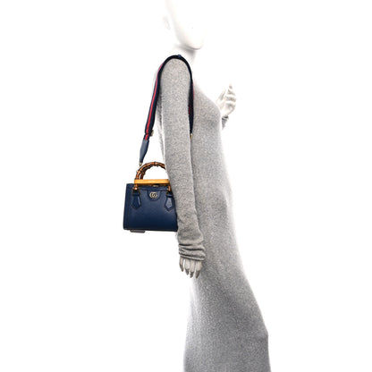 Gucci Textured Dollar Calfskin Web Mini Diana Tote Bag Royal Crop 2 of 10