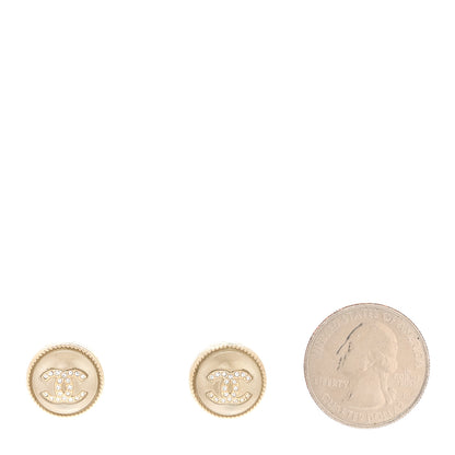Chanel Resin Crystal Chain CC Round Earrings Gold 2 of 5