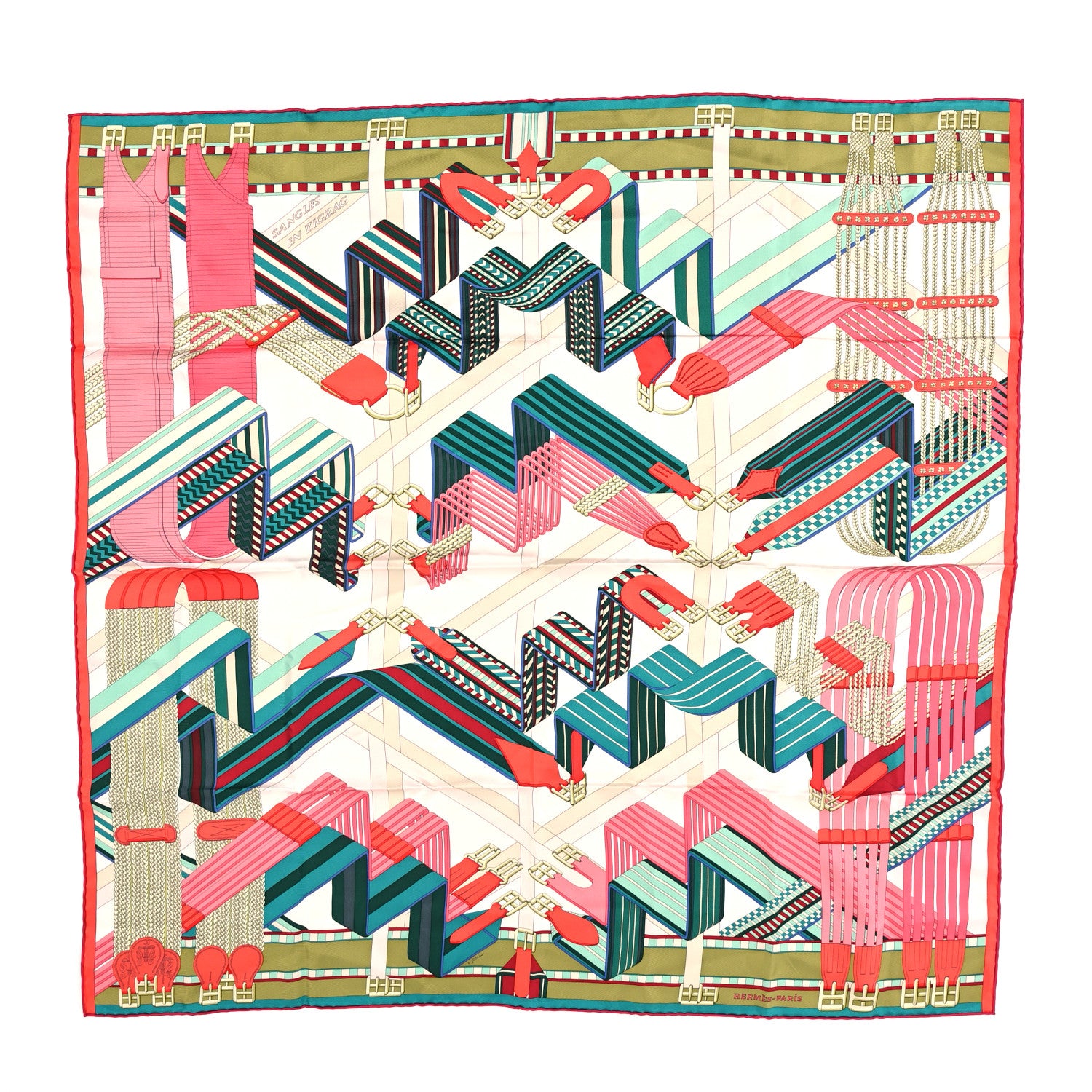 Hermes Silk Sangles En Zigzag Scarf 90 1 of 5