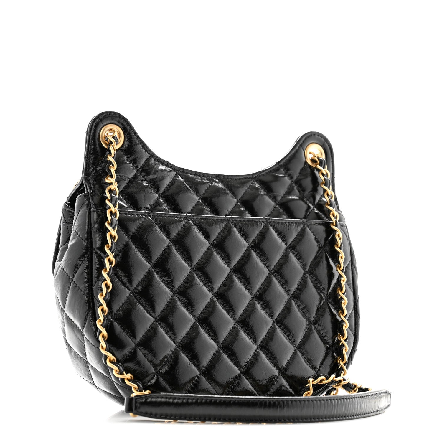 Chanel Shiny Crumpled Calfskin Quilted Small CC Messenger Bag Black 3 of 10